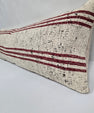 Turkish Lumbar Rug Pillow Cream Black Cushion Cover Hemp Pillow 14" x 40" #9509