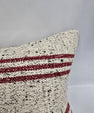 Turkish Lumbar Rug Pillow Cream Black Cushion Cover Hemp Pillow 14" x 40" #9509