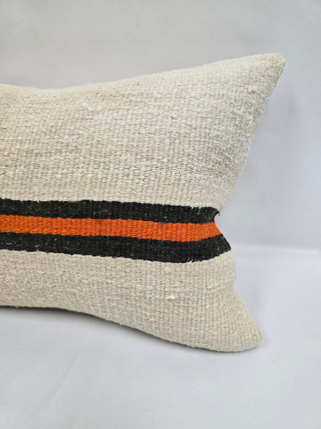 Turkish Hemp Pillow Cushion Natural Cream Black Orange Pillow Cushion Cover 16" x 24" #9113