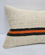 Turkish Hemp Pillow Cushion Natural Cream Black Orange Pillow Cushion Cover 16" x 24" #9113