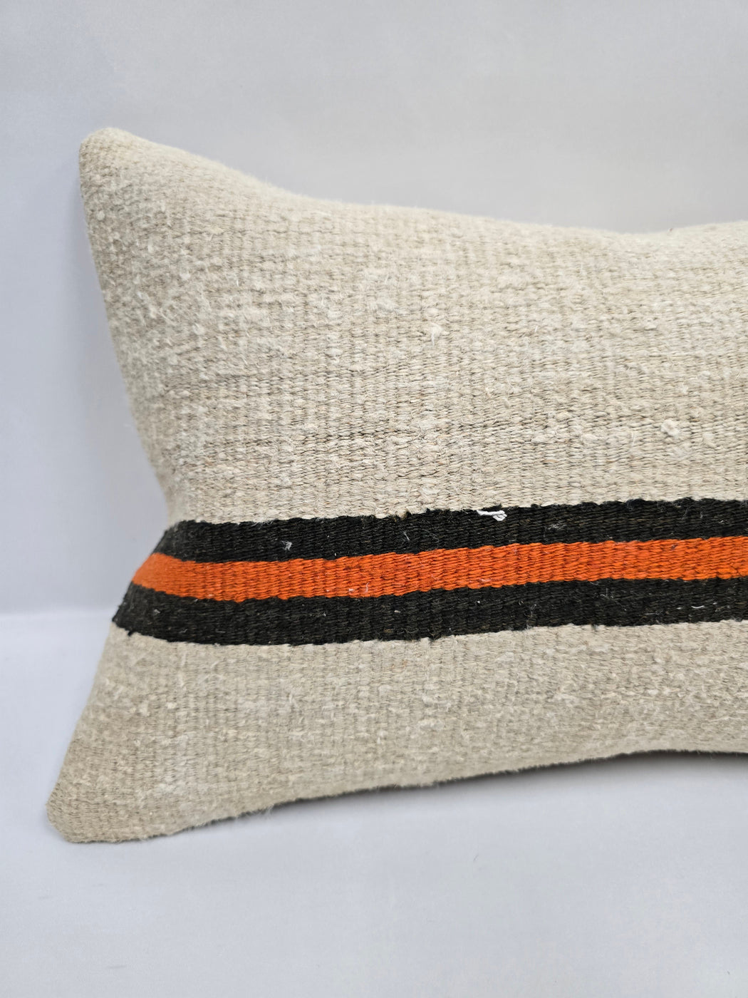 Turkish Hemp Pillow Cushion Natural Cream Black Orange Pillow Cushion Cover 16" x 24" #9113