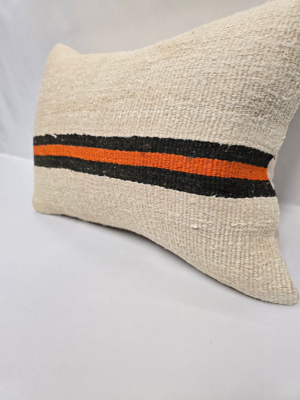 Turkish Hemp Pillow Cushion Natural Cream Black Orange Pillow Cushion Cover 16" x 24" #9113