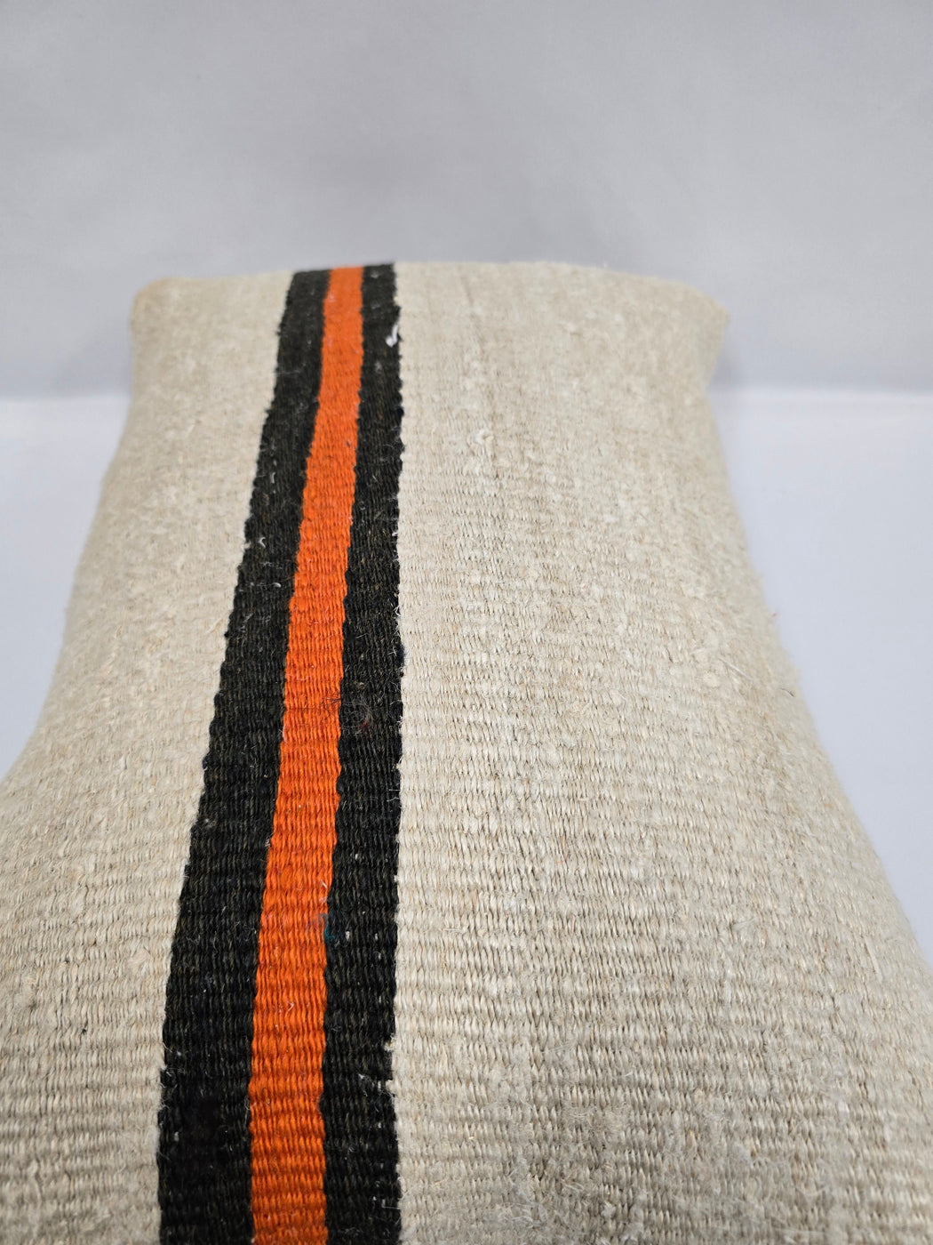 Turkish Hemp Pillow Cushion Natural Cream Black Orange Pillow Cushion Cover 16" x 24" #9113