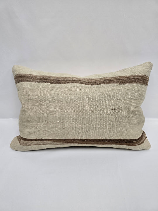 Turkish Hemp Pillow Cushion Natural Cream Brown Pillow Cushion Cover 16" x 24" #9110