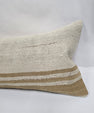 Turkish Lumbar Rug Pillow Cream Brown Cushion Cover Hemp Pillow 14" x 40" #9515