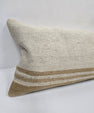 Turkish Lumbar Rug Pillow Cream Brown Cushion Cover Hemp Pillow 14" x 40" #9515