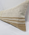 Turkish Lumbar Rug Pillow Cream Brown Cushion Cover Hemp Pillow 14" x 40" #9515