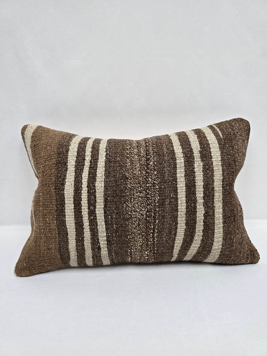 Turkish Hemp Pillow Cushion Natural Brown Cream Pillow Cushion Cover 16" x 24" #9108