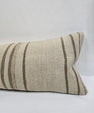Turkish Lumbar Rug Pillow Cream Brown Cushion Cover Hemp Pillow 14" x 40" #9514