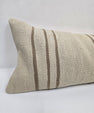 Turkish Lumbar Rug Pillow Cream Brown Cushion Cover Hemp Pillow 14" x 40" #9514