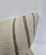 Turkish Lumbar Rug Pillow Cream Brown Cushion Cover Hemp Pillow 14" x 40" #9514