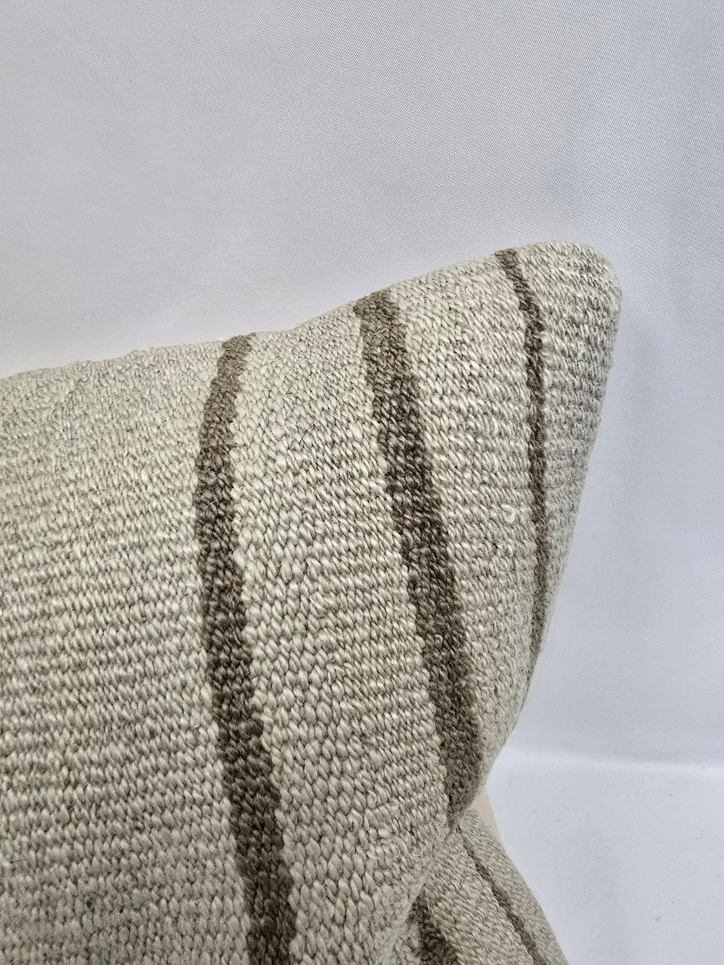 Turkish Lumbar Rug Pillow Cream Brown Cushion Cover Hemp Pillow 14" x 40" #9514