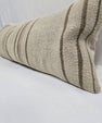 Turkish Lumbar Rug Pillow Cream Brown Cushion Cover Hemp Pillow 14" x 40" #9514