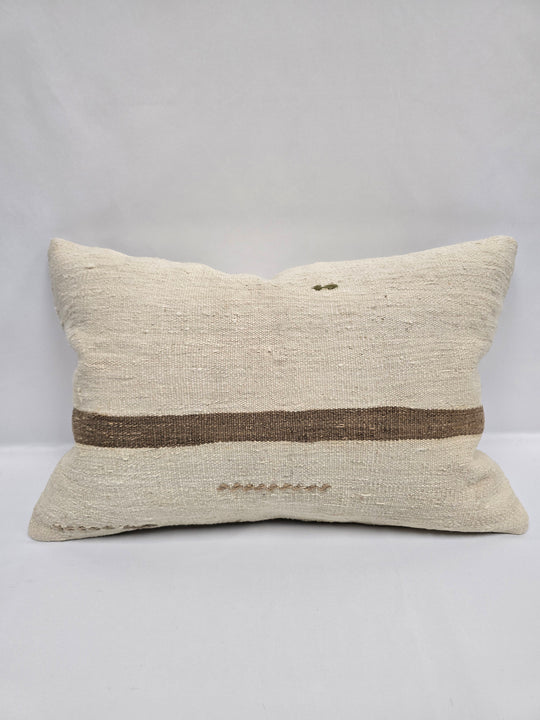 Turkish Hemp Pillow Cushion Natural Cream Brown Pillow Cushion Cover 16" x 24" #9107