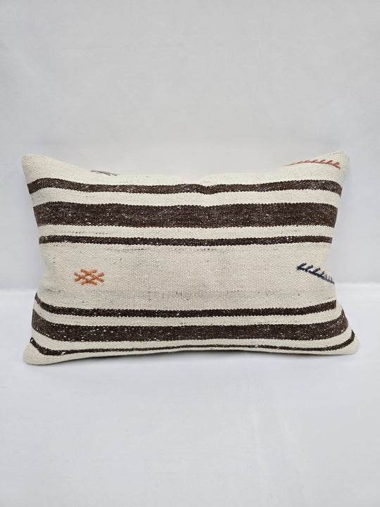 Turkish Hemp Pillow Cushion Natural Cream Brown Blue Pillow Cushion Cover 16" x 24" #9109