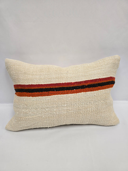 Turkish Hemp Pillow Cushion Natural Cream Red Black Pillow Cushion Cover 16" x 24" #9106