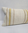 Turkish Lumbar Rug Pillow Cream Yellow Cushion Cover Hemp Pillow 14" x 40" #9504