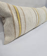 Turkish Lumbar Rug Pillow Cream Yellow Cushion Cover Hemp Pillow 14" x 40" #9504