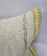 Turkish Lumbar Rug Pillow Cream Yellow Cushion Cover Hemp Pillow 14" x 40" #9504