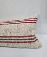 Turkish Lumbar Rug Pillow Cream Black Cushion Cover Hemp Pillow 14" x 40" #9502