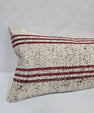 Turkish Lumbar Rug Pillow Cream Black Cushion Cover Hemp Pillow 14" x 40" #9502