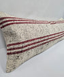 Turkish Lumbar Rug Pillow Cream Black Cushion Cover Hemp Pillow 14" x 40" #9502