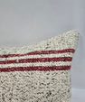 Turkish Lumbar Rug Pillow Cream Black Cushion Cover Hemp Pillow 14" x 40" #9502
