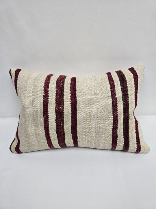 Turkish Hemp Pillow Cushion Natural Cream Black Pillow Cushion Cover 16" x 24" #9103
