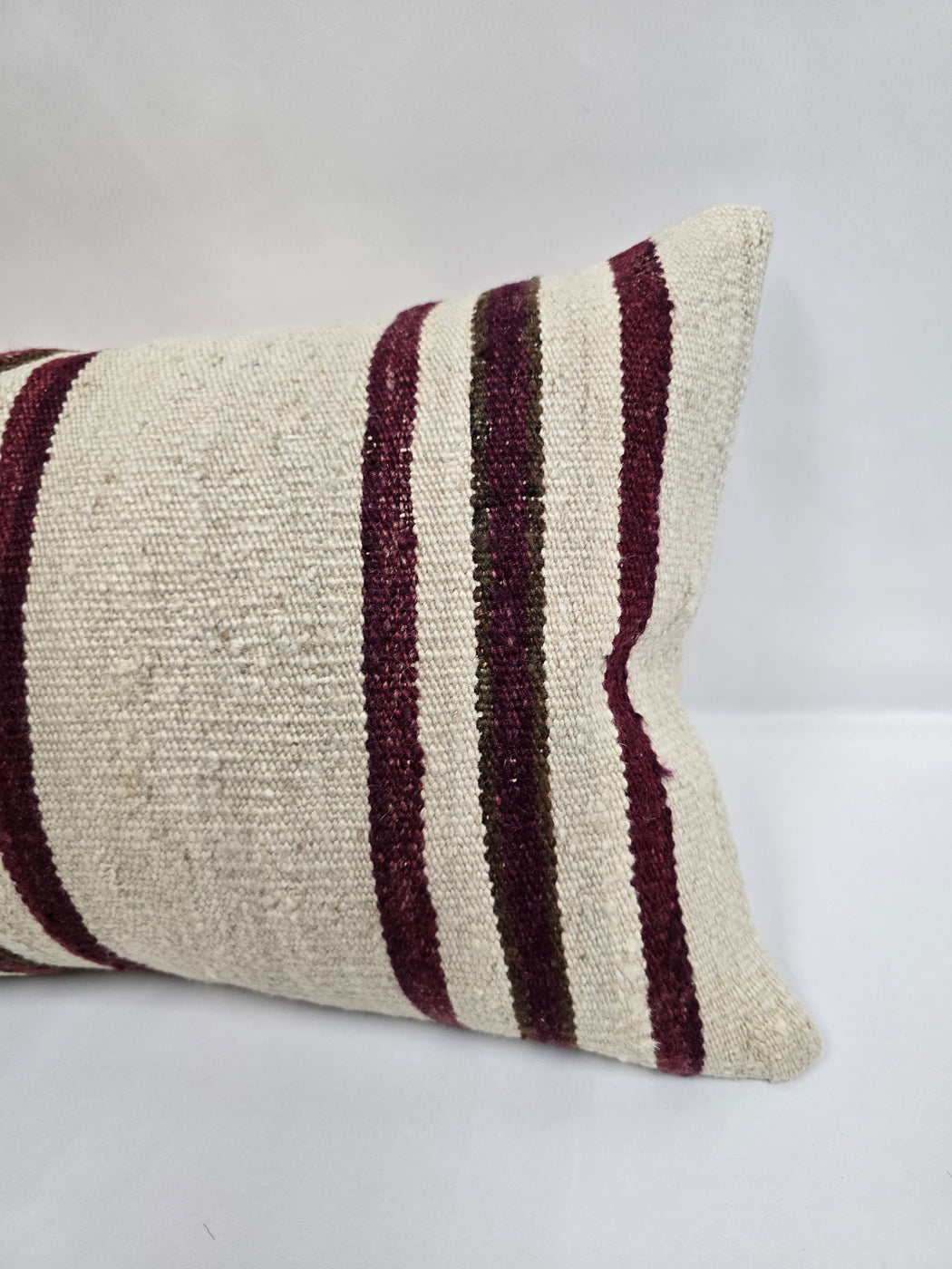 Turkish Hemp Pillow Cushion Natural Cream Black Pillow Cushion Cover 16" x 24" #9103