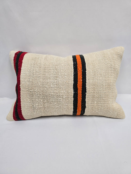 Turkish Hemp Pillow Cushion Natural Cream Black Red Orange Pillow Cushion Cover 16" x 24" #9102