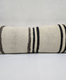 Turkish Lumbar Rug Pillow Cream Brown Black Cushion Cover Hemp Pillow 14" x 40" #9501