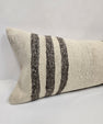 Turkish Lumbar Rug Pillow Cream Brown Black Cushion Cover Hemp Pillow 14" x 40" #9501