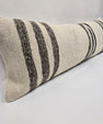 Turkish Lumbar Rug Pillow Cream Brown Black Cushion Cover Hemp Pillow 14" x 40" #9501