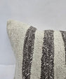 Turkish Lumbar Rug Pillow Cream Brown Black Cushion Cover Hemp Pillow 14" x 40" #9501