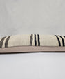 Turkish Lumbar Rug Pillow Cream Brown Black Cushion Cover Hemp Pillow 14" x 40" #9501