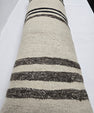 Turkish Lumbar Rug Pillow Cream Brown Black Cushion Cover Hemp Pillow 14" x 40" #9501