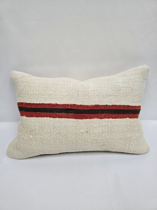 Turkish Hemp Pillow Cushion Natural Cream Black Red Pillow Cushion Cover 16" x 24" #9101