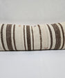 Turkish Lumbar Rug Pillow Cream Brown Cushion Cover Hemp Pillow 14" x 40" #9500