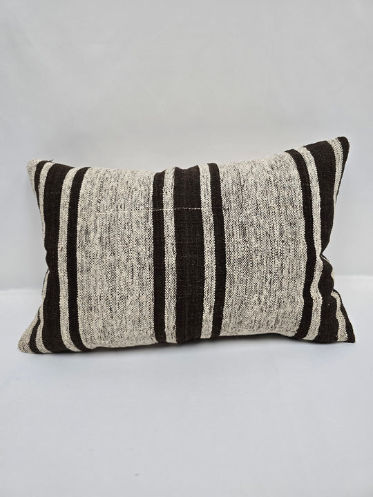 Turkish Hemp Pillow Cushion Natural Cream Black Pillow Cushion Cover 16" x 24" #9100