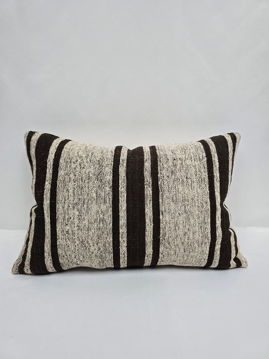Turkish Hemp Pillow Cushion Natural Cream Black Pillow Cushion Cover 16" x 24" #9098