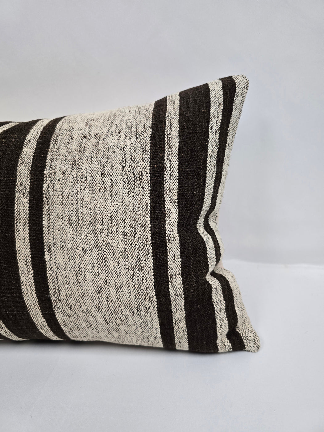 Turkish Hemp Pillow Cushion Natural Cream Black Pillow Cushion Cover 16" x 24" #9098