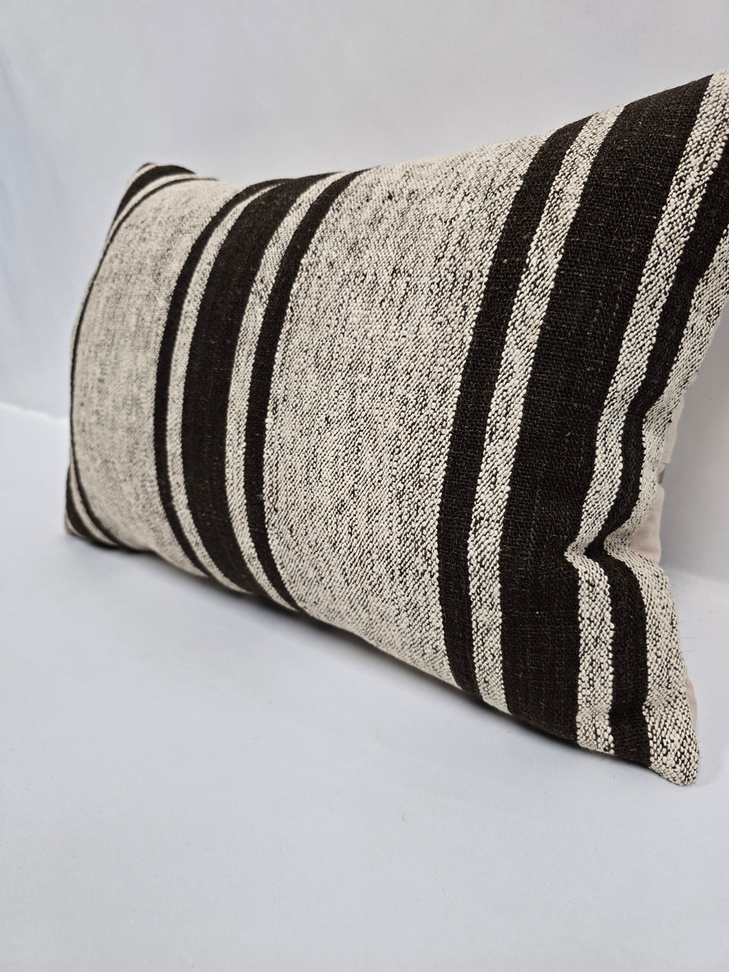 Turkish Hemp Pillow Cushion Natural Cream Black Pillow Cushion Cover 16" x 24" #9098