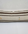 Turkish Lumbar Rug Pillow Cream Brown Cushion Cover Hemp Pillow 14" x 40" #9498