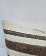 Turkish Lumbar Rug Pillow Cream Brown Cushion Cover Hemp Pillow 14" x 40" #9498