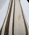 Turkish Lumbar Rug Pillow Cream Brown Cushion Cover Hemp Pillow 14" x 40" #9498