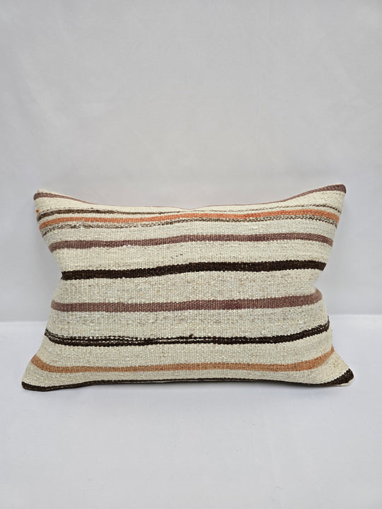 Turkish Hemp Pillow Cushion Natural Cream Brown Rose Pillow Cushion Cover 16" x 24" #9094
