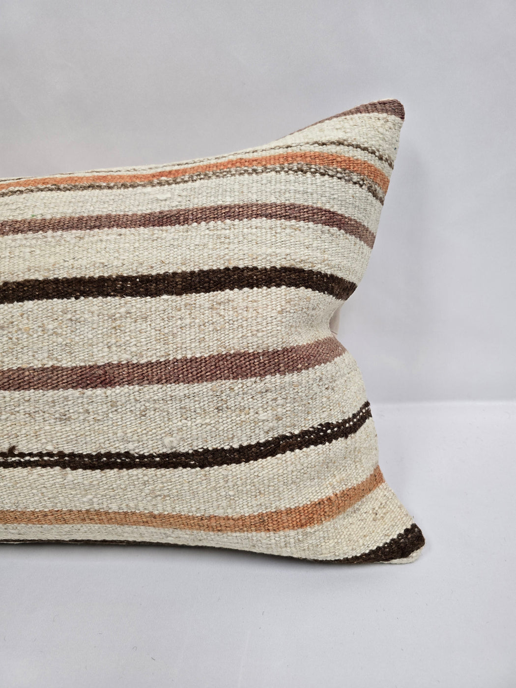 Turkish Hemp Pillow Cushion Natural Cream Brown Rose Pillow Cushion Cover 16" x 24" #9094