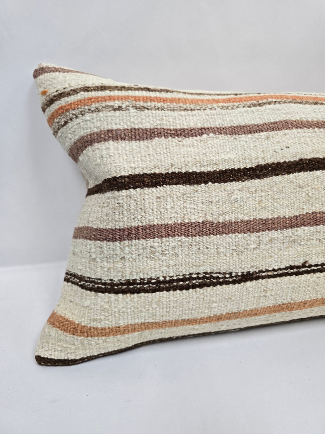 Turkish Hemp Pillow Cushion Natural Cream Brown Rose Pillow Cushion Cover 16" x 24" #9094