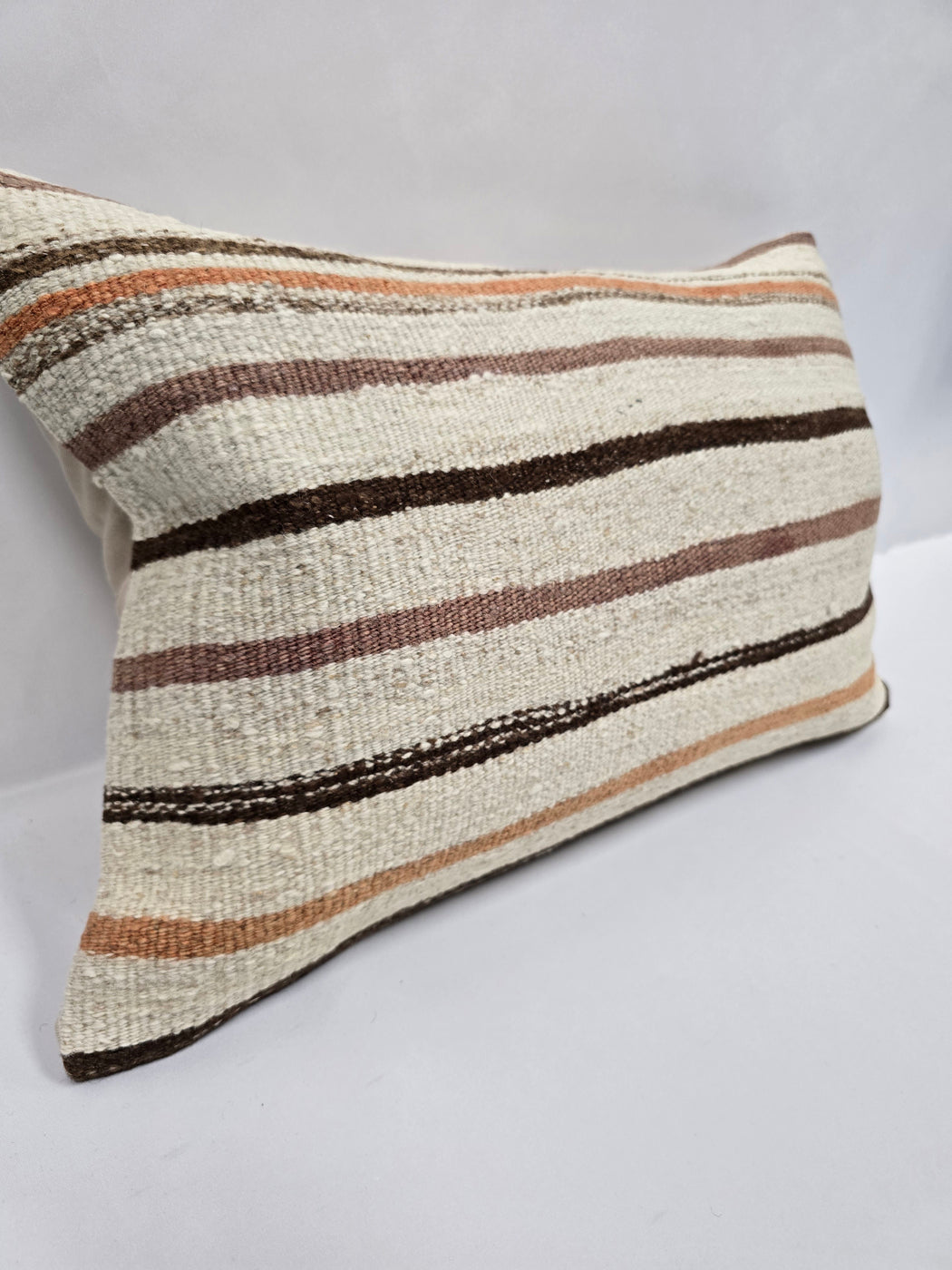 Turkish Hemp Pillow Cushion Natural Cream Brown Rose Pillow Cushion Cover 16" x 24" #9094