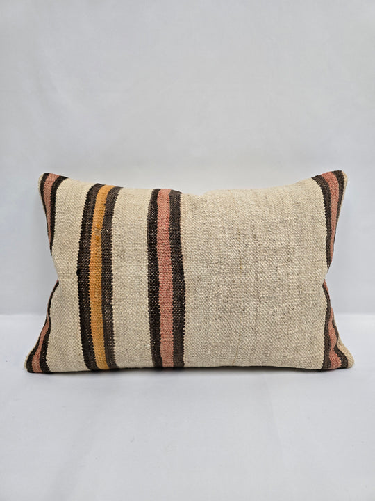 Turkish Hemp Pillow Cushion Natural Cream Brown Pink Pillow Cushion Cover 16" x 24" #9081